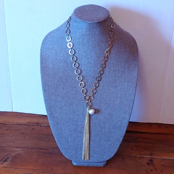 💚CIRCLE CHAIN NECKLACE WITH TASSEL - Picture 1 of 6
